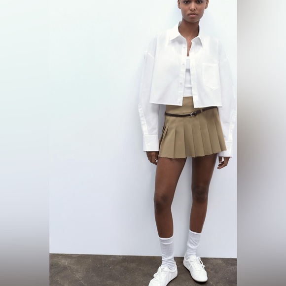 Zara - New pleated mini skirt with thin belt - Picture 1 of 5